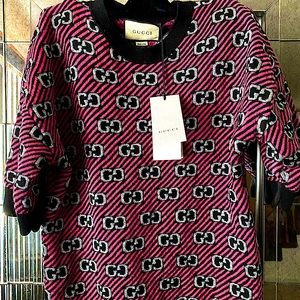 AUTHENTIC GUCCI GG Cotton Lamé Sweater